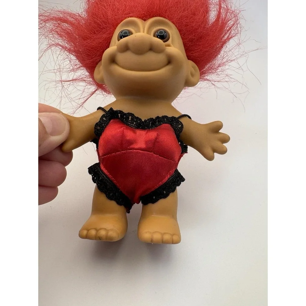 Vintage RUSS Troll Doll Sexy Valentine's Day Lingerie Red Hair 1990s 4.5